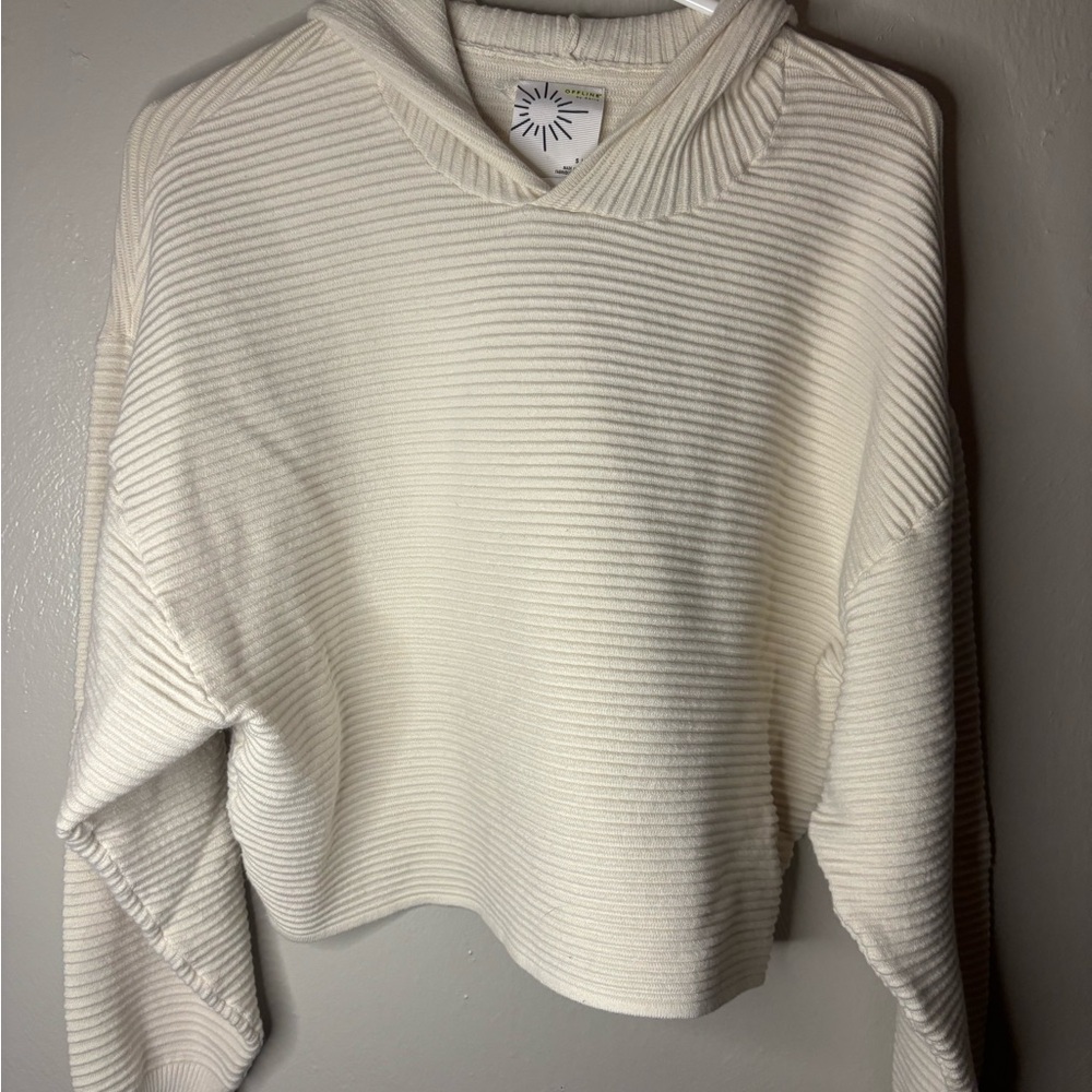 Aerie Cream Ribbed Women's Hoodie